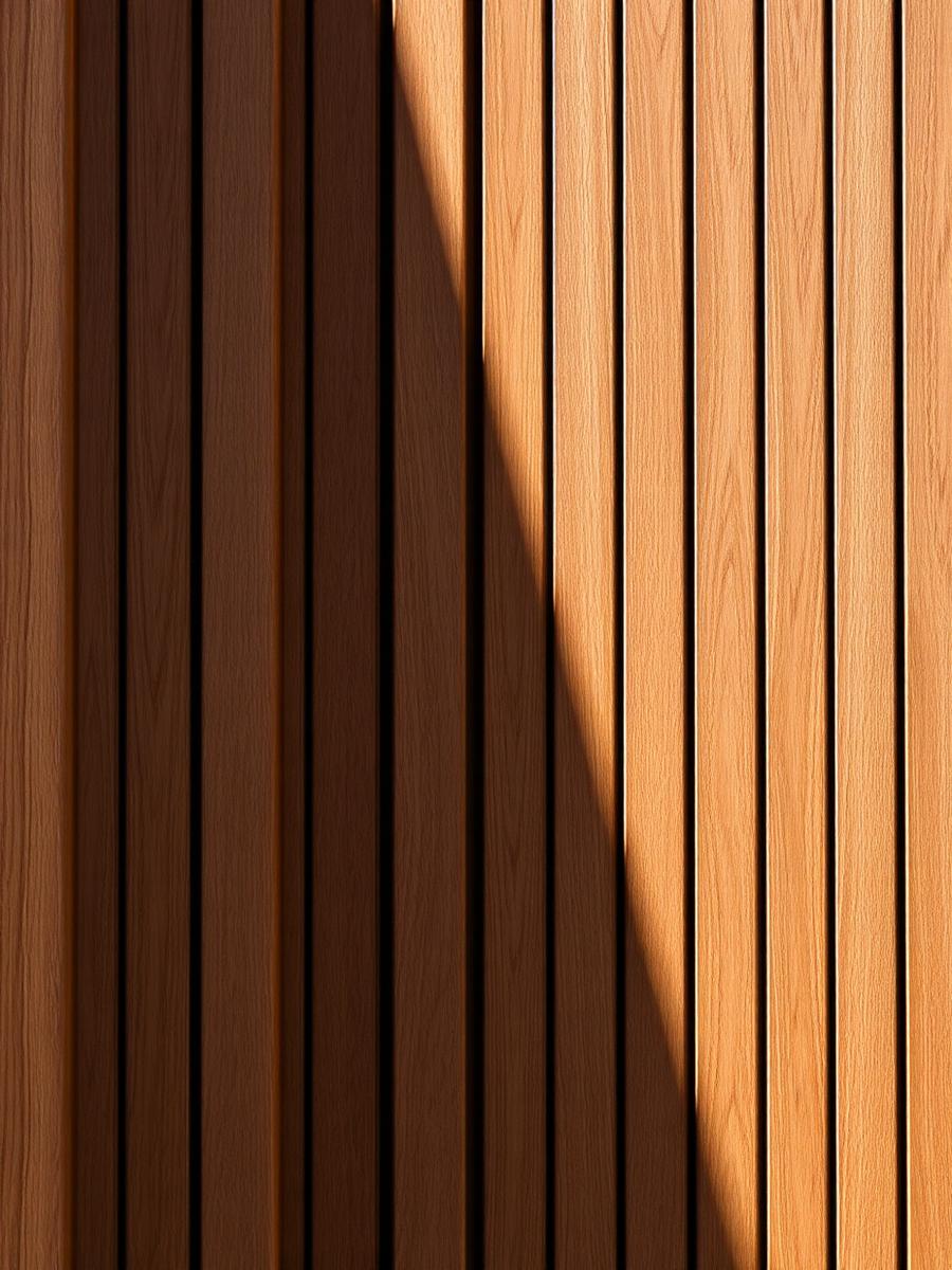Detail van verticale houten gevelbekleding in zonlicht